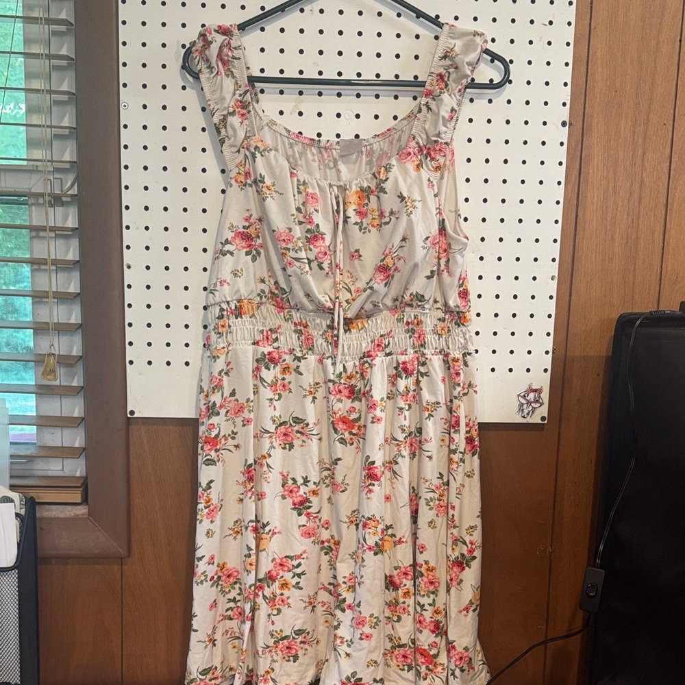 No Boundaries Floral Midi Dress - Cream and Pink